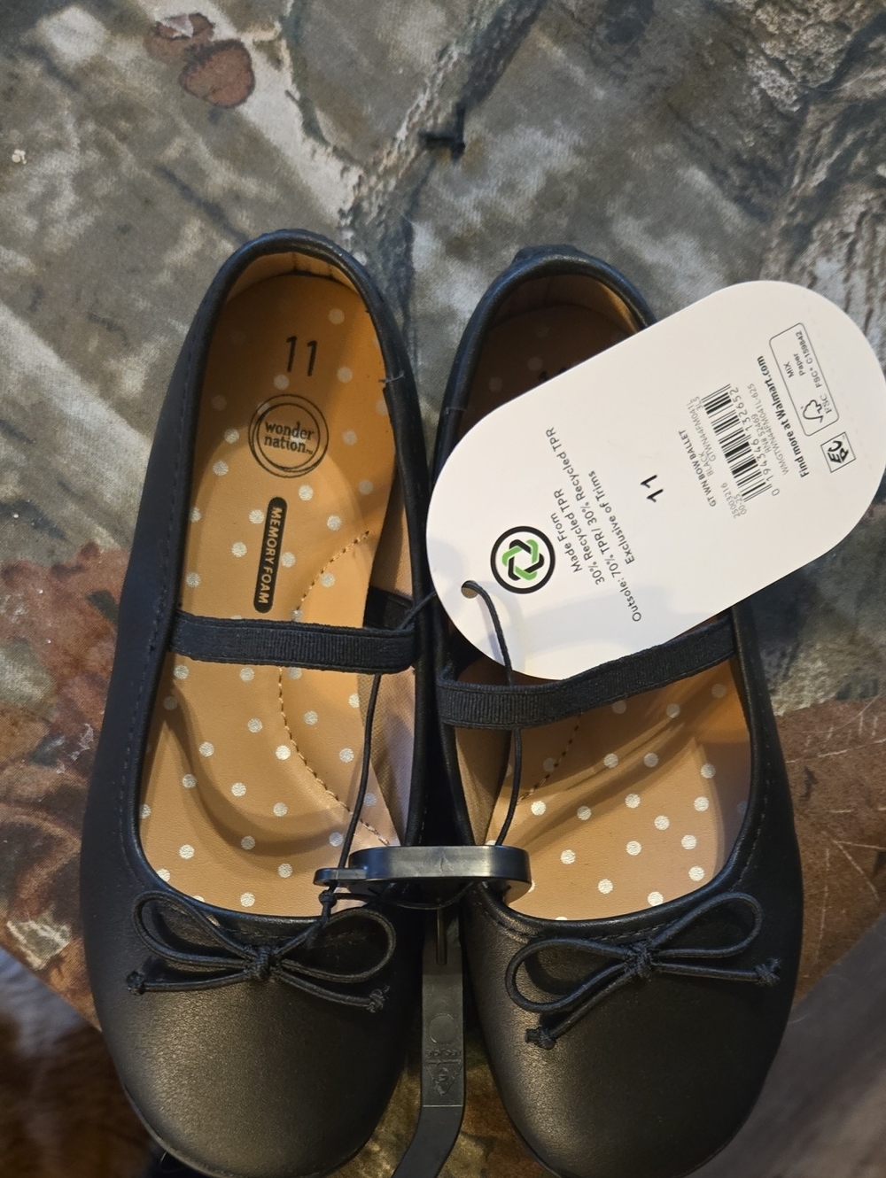 wonder nation Black Girls' Faux-Leather Mary Jane Flats